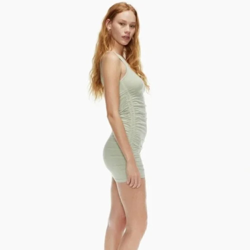 Aritzia Tna CHILL Malibu Dress Ruched Bodycon Mini